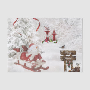 Snowman Christmas Tissue Snow Globe holly sled Paper