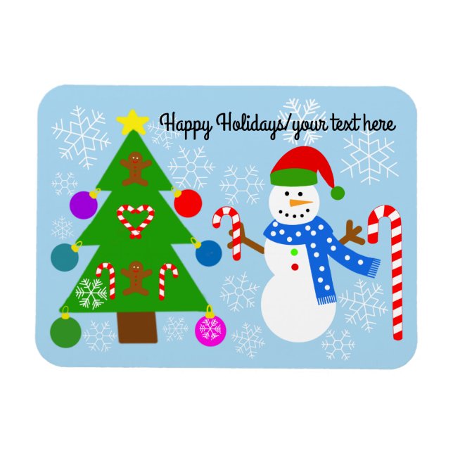 Snowman & Christmas Tree #2 Magnet (Horizontal)