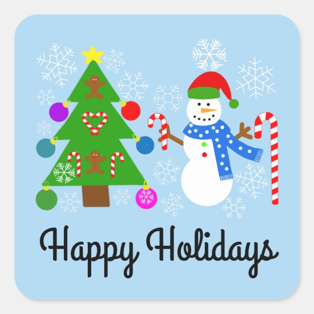 Snowman & Christmas Tree #2 Stickers (Front)