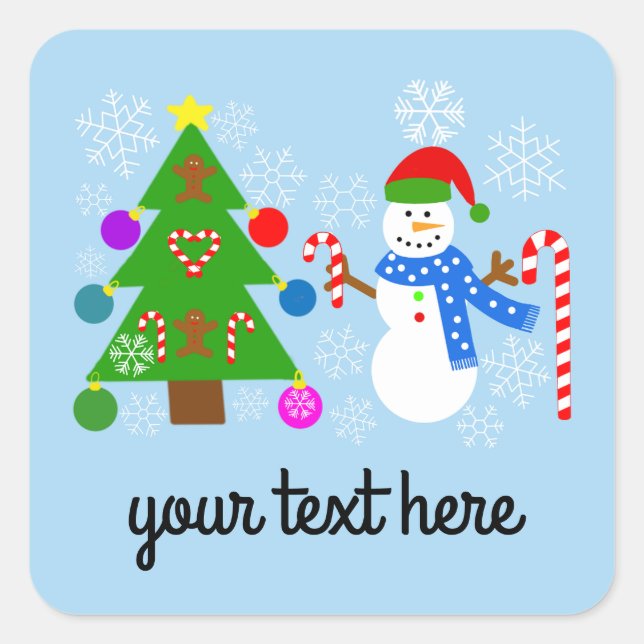 Snowman & Christmas Tree #2 Stickers (Front)