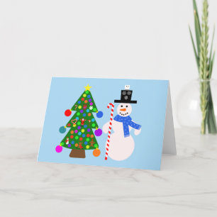 Snowman & Christmas Tree #3 Card