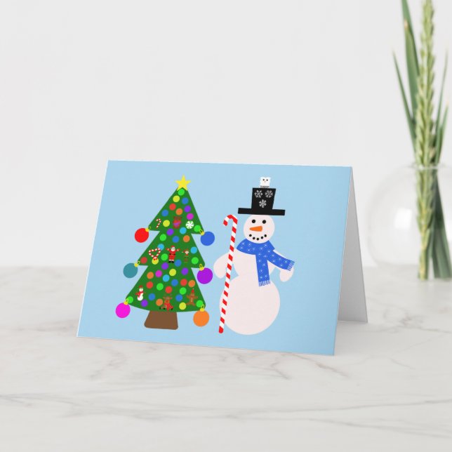 Snowman & Christmas Tree #3 Card (Front)