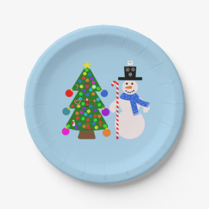 Snowman & Christmas Tree #3 Paper Plates