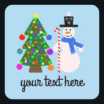 Snowman & Christmas Tree #3 Stickers<br><div class="desc">Snowman & Christmas Tree #3</div>