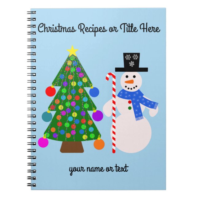 Snowman & Christmas Tree #4 Spiral Notebook (Front)