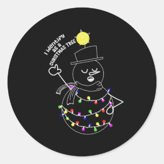 Snowman Christmas Tree Classic Round Sticker