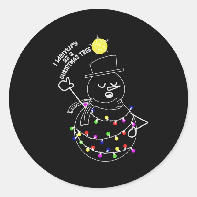 Snowman Christmas Tree Classic Round Sticker (Front)