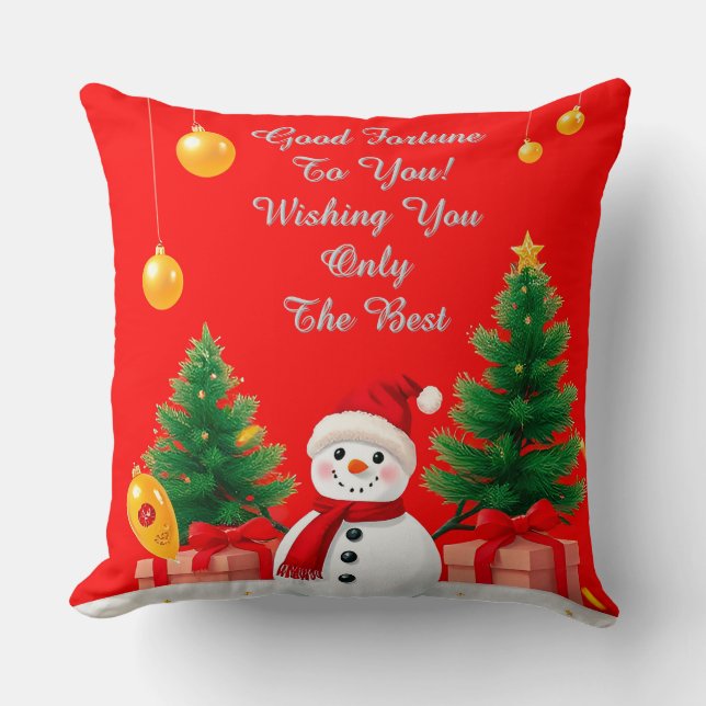 Snowman Christmas Tree Holiday Decor Winter  Cushion (Front)