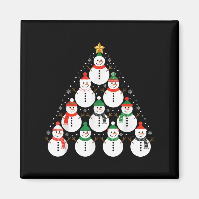Snowman Christmas Tree Lights Santa Hat Family Xma Magnet (Front)