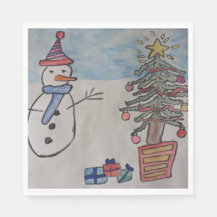Snowman & Christmas Tree Napkin