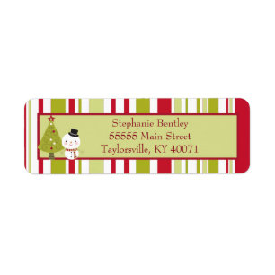 Snowman Christmas Tree Return Address Label