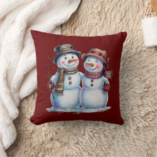 Snowman Christmas Vintage Holiday Cushion