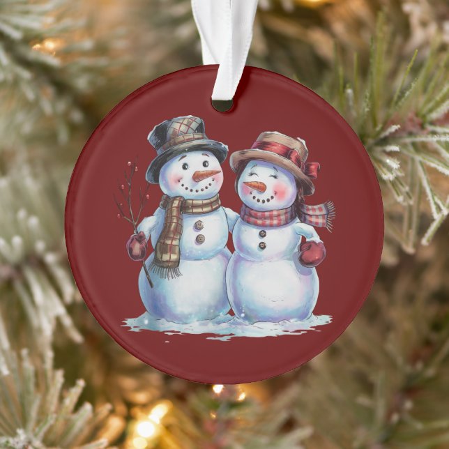 Snowman Christmas Vintage Holiday Ornament (Tree)