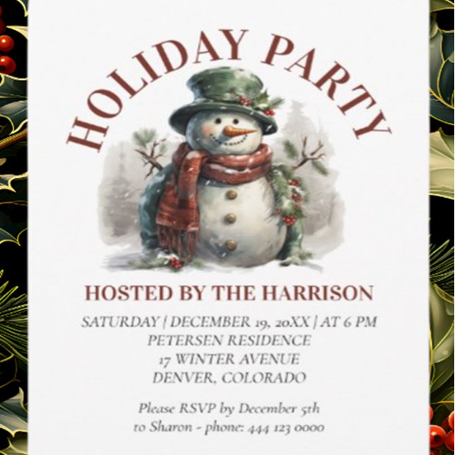 Snowman Christmas Vintage Wishes Paper Plate Invitation (Shop Holiday Cards & Christmas Cards With Beautiful Designs)