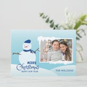 Snowman christmas winter photo  holiday card
