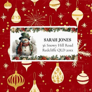 Snowman Christmas Wishes Label
