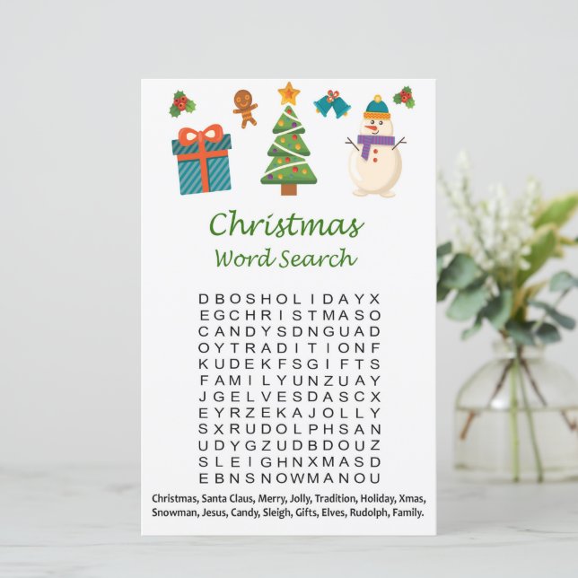 Snowman christmas word search game (Standing Front)