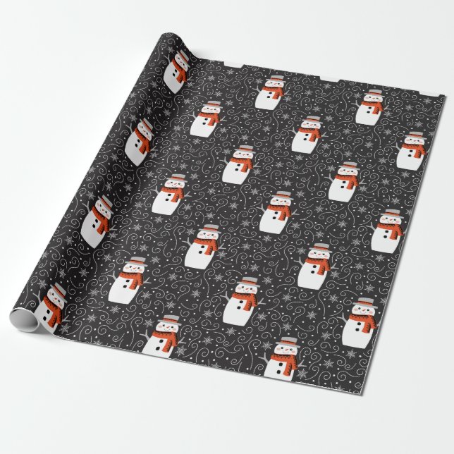 Snowman Christmas Wrapping Paper (Unrolled)