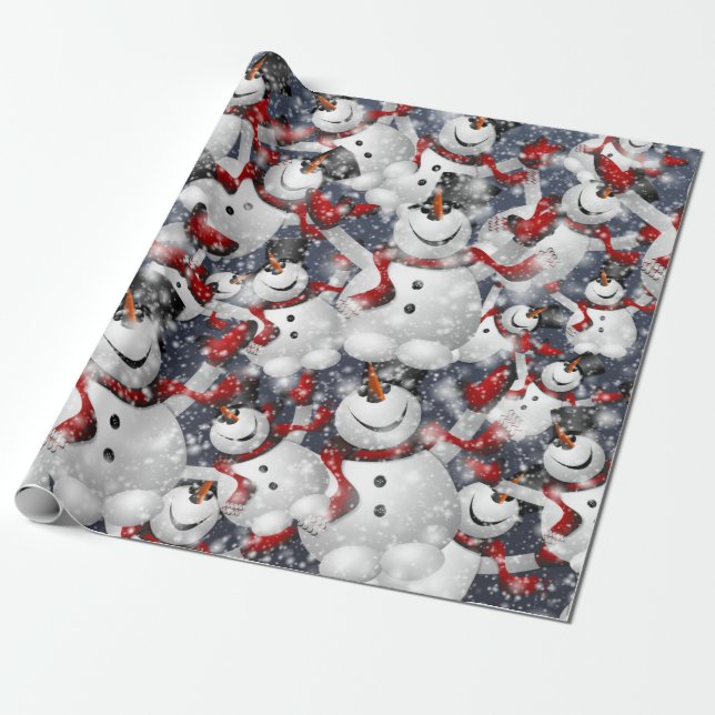 Snowman Christmas Wrapping Paper (Unrolled)