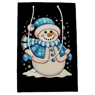 Snowman Christmas Xmas Winter Holiday Season Medium Gift Bag