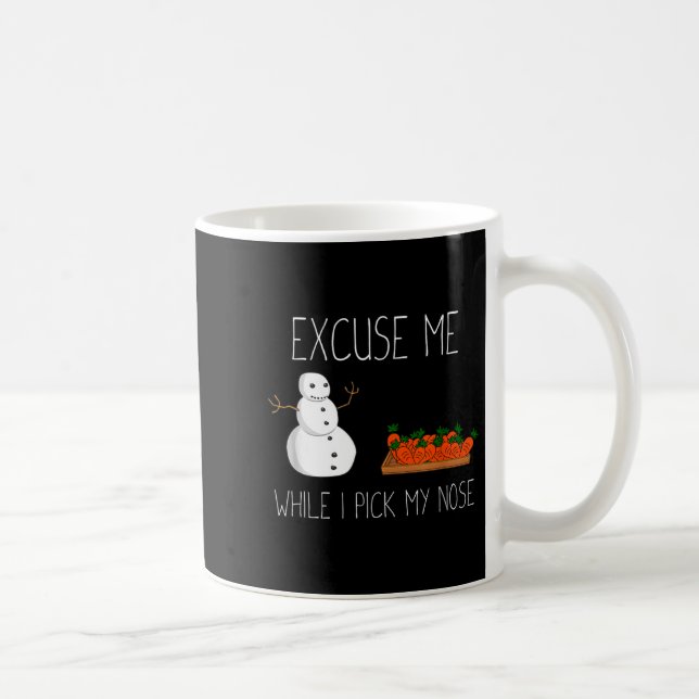 Snowman Cking Nose. Funny Christmas Pun. Boys Men  Coffee Mug (Right)