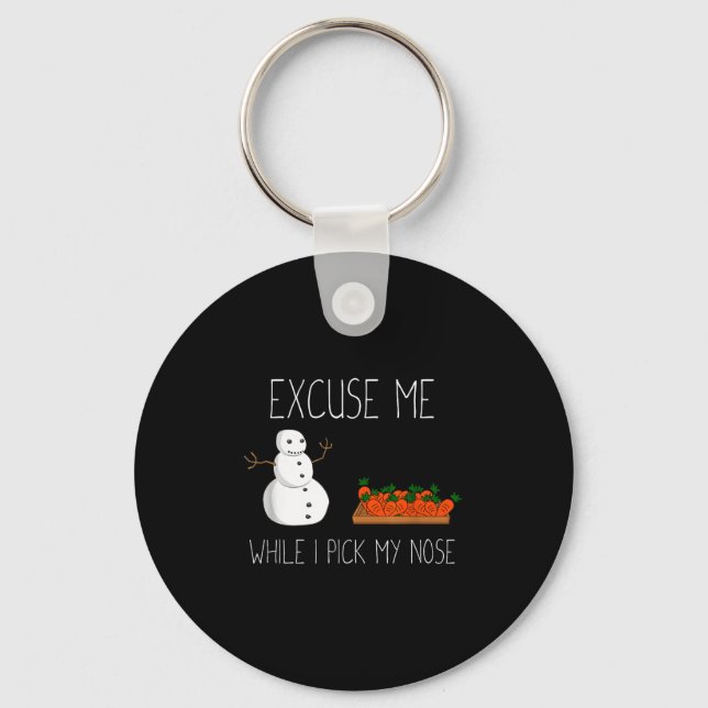 Snowman Cking Nose. Funny Christmas Pun. Boys Men  Key Ring (Front)