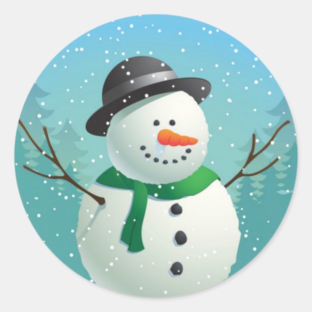 Snowman Classic Round Sticker (Front)