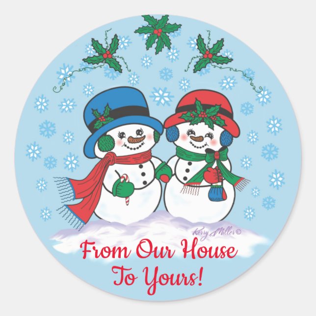 Snowman Classic Round Sticker (Front)