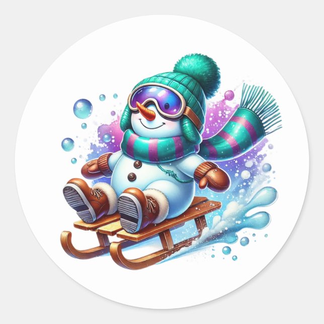 Snowman Classic Round Sticker (Front)