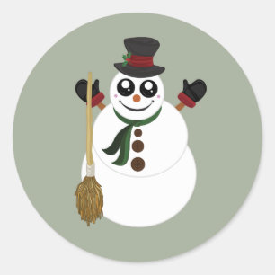 Snowman classic round sticker