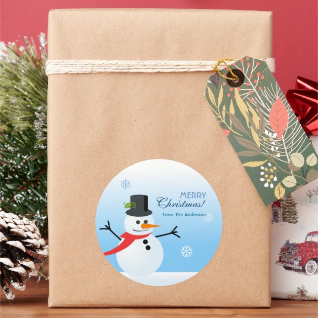 Snowman Classic Round Sticker (Holiday)