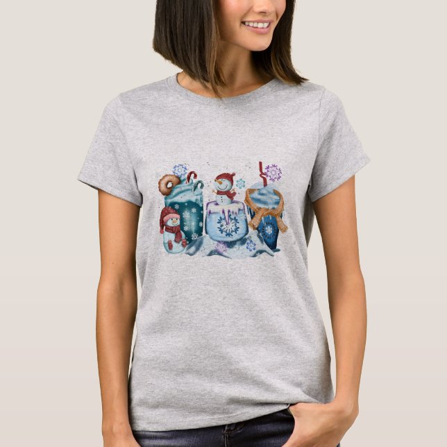 Snowman Coffee Short Sleeve Shirts (Front)