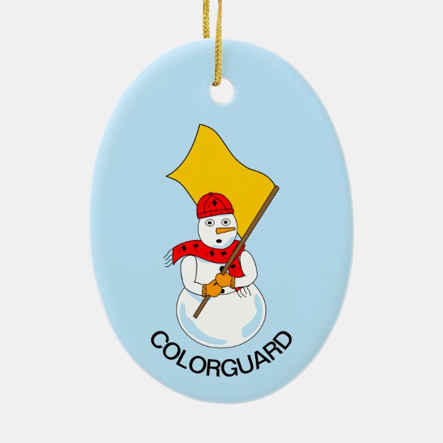 Snowman Colorguard Ceramic Ornament (Back)