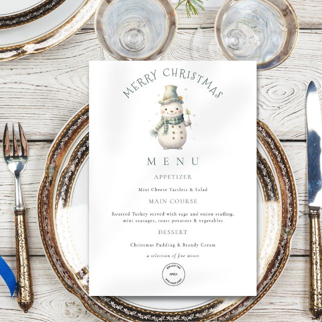 Snowman Company Logo Christmas Party Menu Card (Creator Uploaded)