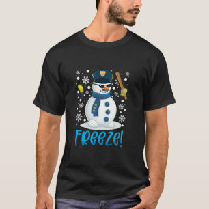Snowman Cop Freeze Christmas Officer Funny Police T-Shirt