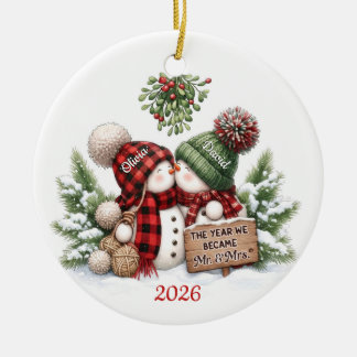 Snowman Couple 1st Christmas Mr Mrs Ornament