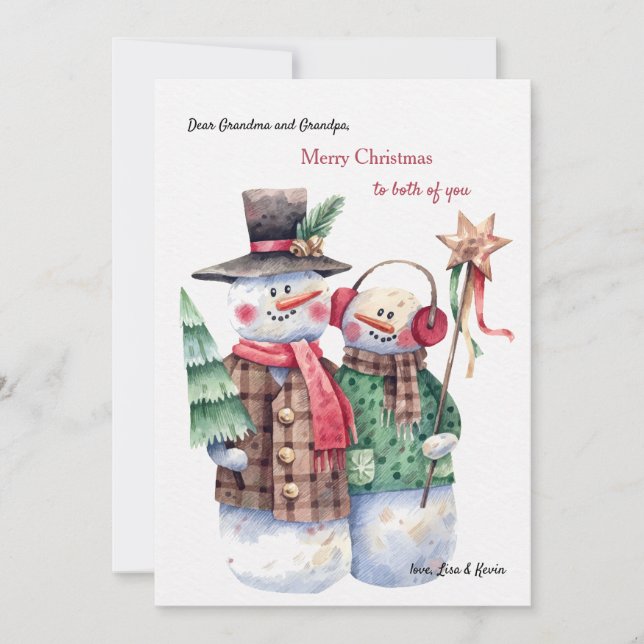 Snowman Couple Christmas Card (Front)