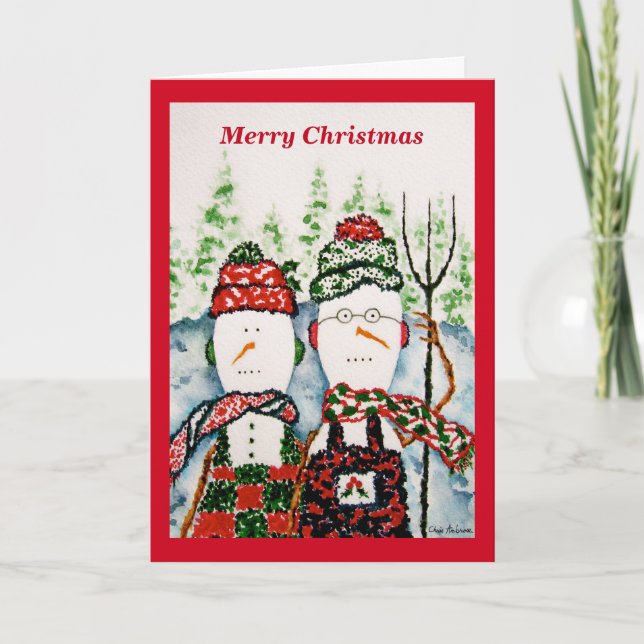 Snowman Couple Christmas Card (Front)