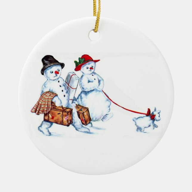 Snowman Couple Christmas Ornament (Front)