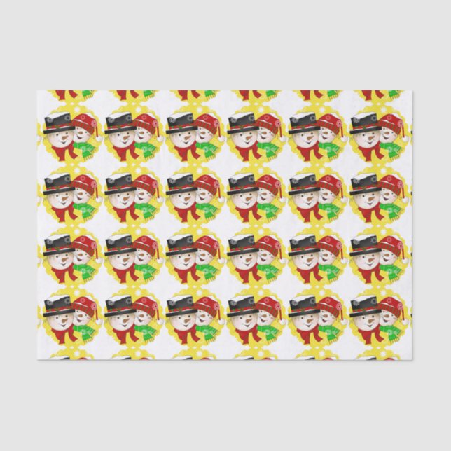 Snowman Couple Holiday Tissue Paper (Front)