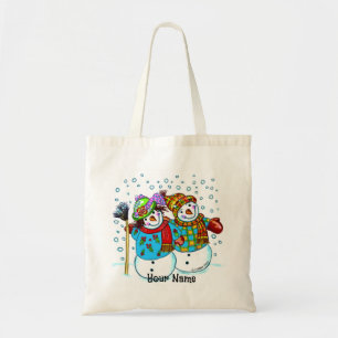 Snowman Couple Snowman Tote Bag