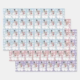 Snowman Couple Wrapping Paper Sheet