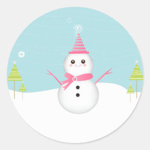 Snowman Cupcake Topper Stickers