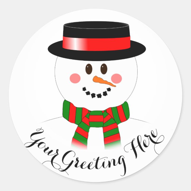 Snowman Custom Holiday Sticker (Front)