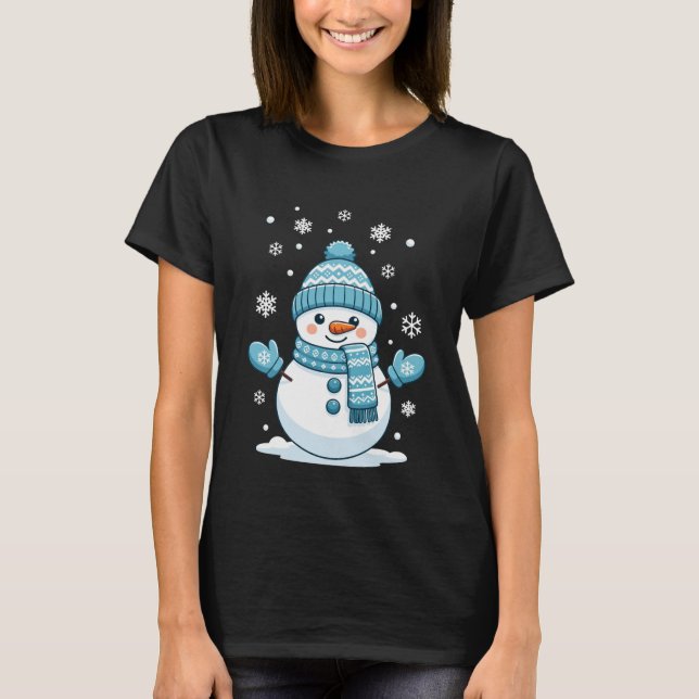 Snowman Cute Christmas Winter Holiday T-Shirt (Front)