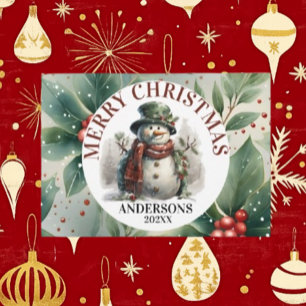 Snowman Cute Christmas Wishes Holiday Card