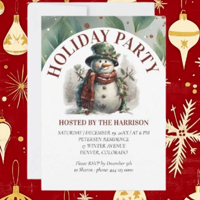 Snowman Cute Christmas Wishes   Invitation (Spread joy this holiday season with Brett's adorable Snowman Christmas invite card.)