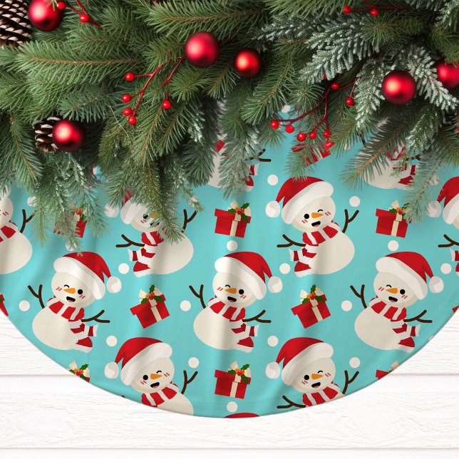 Snowman Cute Winter Holiday Christmas Pattern Brushed Polyester Tree Skirt (Creator Uploaded)