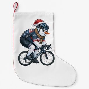 Snowman Cyclist Christmas 2026 Holiday Cycling Small Christmas Stocking