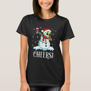 Snowman Dabbing Cheers Xmas Wine  Christmas Pajama T-Shirt